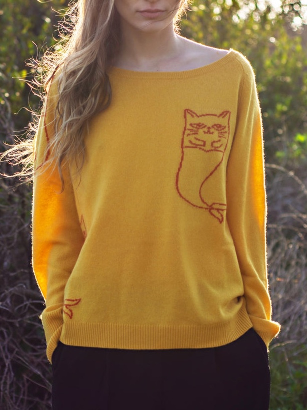 NWOT✨ Catnip + Seaweed Nipsea 100% Cashmere Cat Mermaid Sweater Marigold XS - Picture 4 of 11